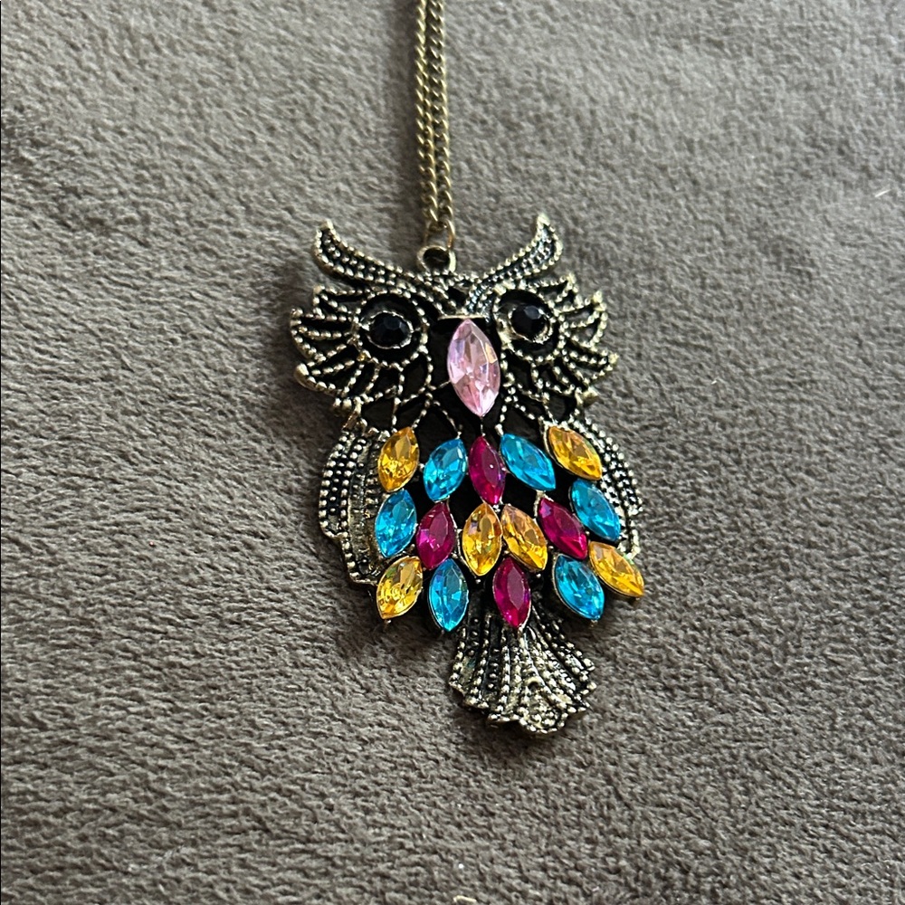 Colorful Owl Pendant Necklace